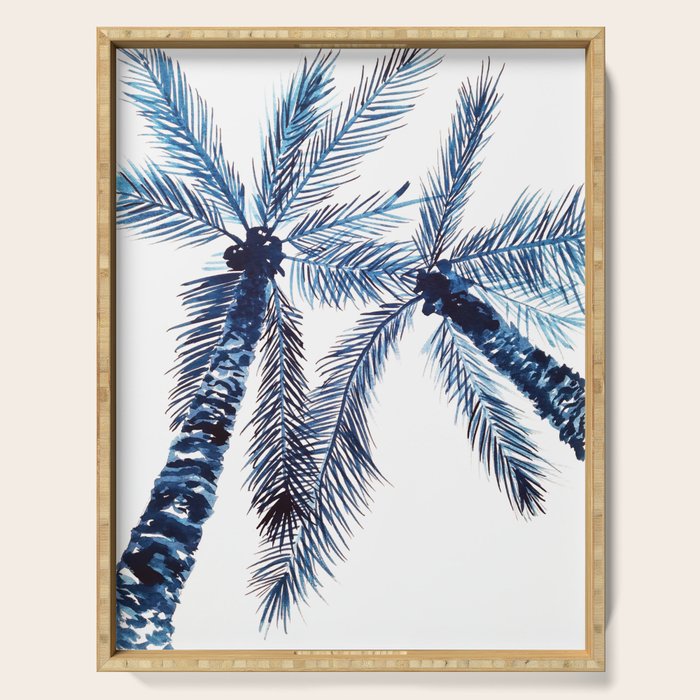 Indigo Navy, PALM TREES, upside down Serving Tray Gallery Image 1