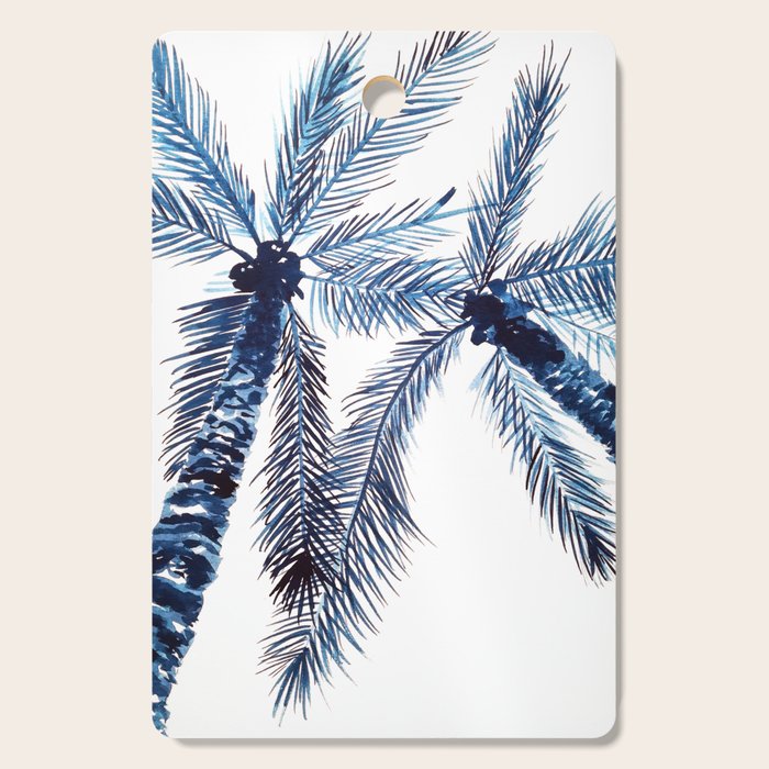 Indigo Navy, PALM TREES, upside down Cutting Board Gallery Image 1