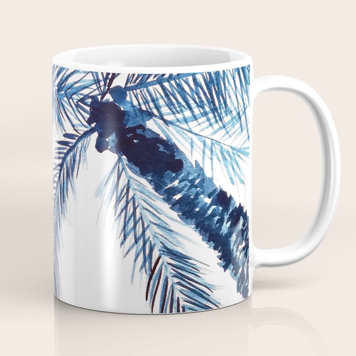 Indigo Navy, PALM TREES, upside down Coffee Mug Gallery Image 1