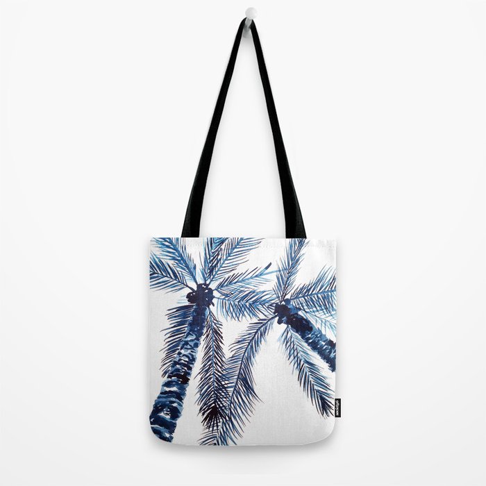 Indigo Navy, PALM TREES, upside down Tote Bag Gallery Image 2