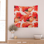 Abstract watercolor red orange pink poppies flowers Wall Tapestry Gallery Image 2