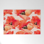Abstract watercolor red orange pink poppies flowers Welcome Mat Gallery Image 1