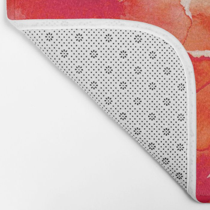 Abstract watercolor red orange pink poppies flowers Bath Mat Gallery Image 2