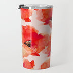 Abstract watercolor red orange pink poppies flowers Travel Mug Gallery Image 3