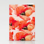 Abstract watercolor red orange pink poppies flowers Stationery Card Gallery Image 2