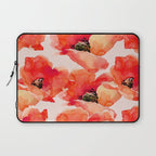 Abstract watercolor red orange pink poppies flowers Laptop Sleeve Gallery Image 1