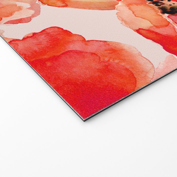 Abstract watercolor red orange pink poppies flowers Welcome Mat Gallery Image 2