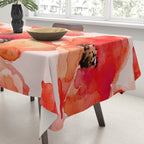Abstract watercolor red orange pink poppies flowers Tablecloth Gallery Image 3