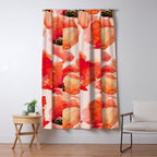 Abstract watercolor red orange pink poppies flowers Window Curtain Gallery Image 5