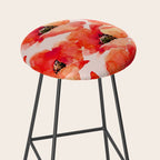 Abstract watercolor red orange pink poppies flowers Stool Gallery Image 2