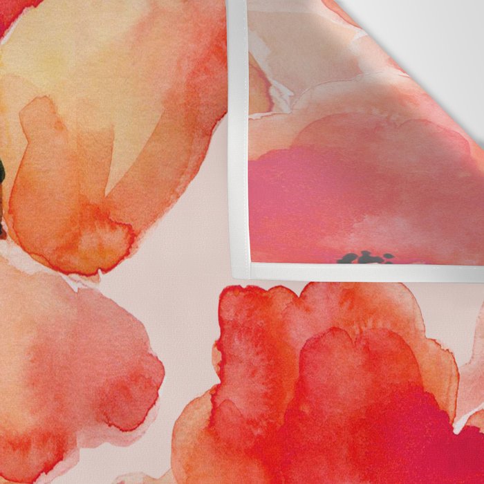 Abstract watercolor red orange pink poppies flowers Wall Tapestry Gallery Image 3