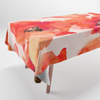 Abstract watercolor red orange pink poppies flowers Tablecloth Gallery Image 1
