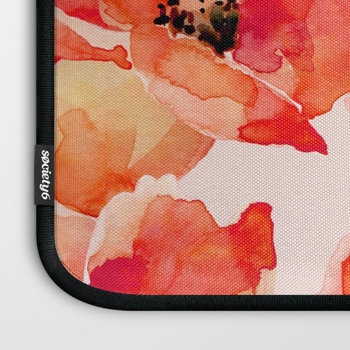 Abstract watercolor red orange pink poppies flowers Laptop Sleeve Gallery Image 3