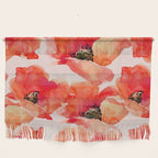 Abstract watercolor red orange pink poppies flowers Wall Hanging Gallery Image 1
