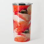 Abstract watercolor red orange pink poppies flowers Travel Mug Gallery Image 1