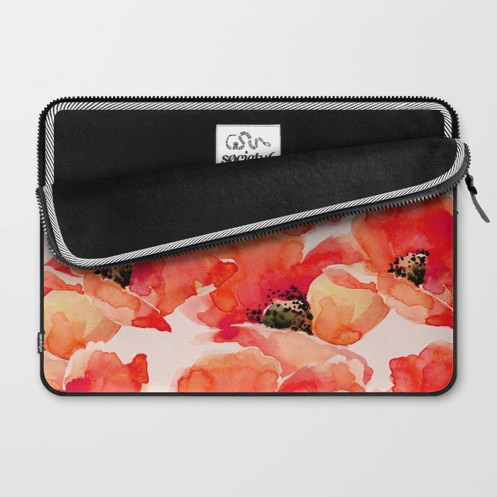 Abstract watercolor red orange pink poppies flowers Laptop Sleeve Gallery Image 2