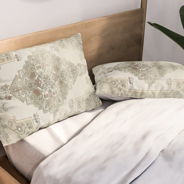 turkish floral - sage & brown Pillow Sham Gallery Image 2