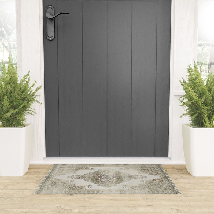 turkish floral - sage & brown Welcome Mat Gallery Image 3