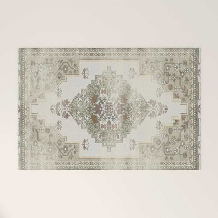 turkish floral - sage & brown Welcome Mat Gallery Image 1
