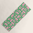 Mid Century Modern Piquet Abstract Multi Geometric Spring Green and Pink Pattern Yoga Mat Gallery Image 1