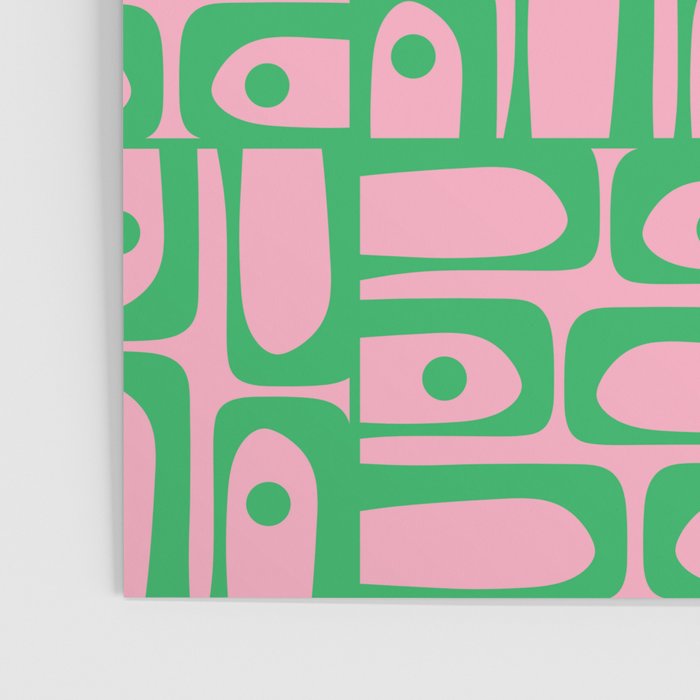 Mid Century Modern Piquet Abstract Multi Geometric Spring Green and Pink Pattern Poster Gallery Image 3