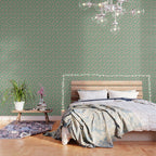 Mid Century Modern Piquet Abstract Multi Geometric Spring Green and Pink Pattern Wallpaper Gallery Image 3