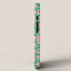 Mid Century Modern Piquet Abstract Multi Geometric Spring Green and Pink Pattern iPhone Case Gallery Image 2