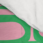 Mid Century Modern Piquet Abstract Multi Geometric Spring Green and Pink Pattern Comforter Gallery Image 4
