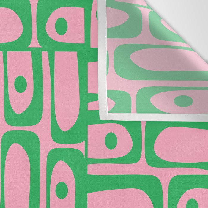 Mid Century Modern Piquet Abstract Multi Geometric Spring Green and Pink Pattern Wall Tapestry Gallery Image 3