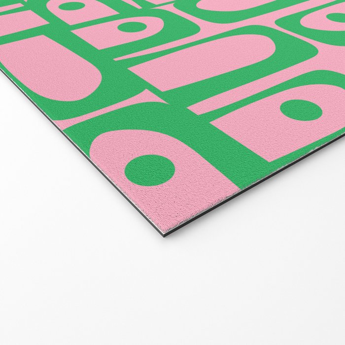 Mid Century Modern Piquet Abstract Multi Geometric Spring Green and Pink Pattern Welcome Mat Gallery Image 2