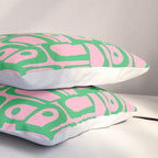 Mid Century Modern Piquet Abstract Multi Geometric Spring Green and Pink Pattern Pillow Sham Gallery Image 3