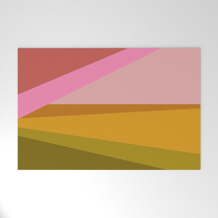 Colorful Geometric Abstract in Pink, Mustard, and Green Welcome Mat Gallery Image 1