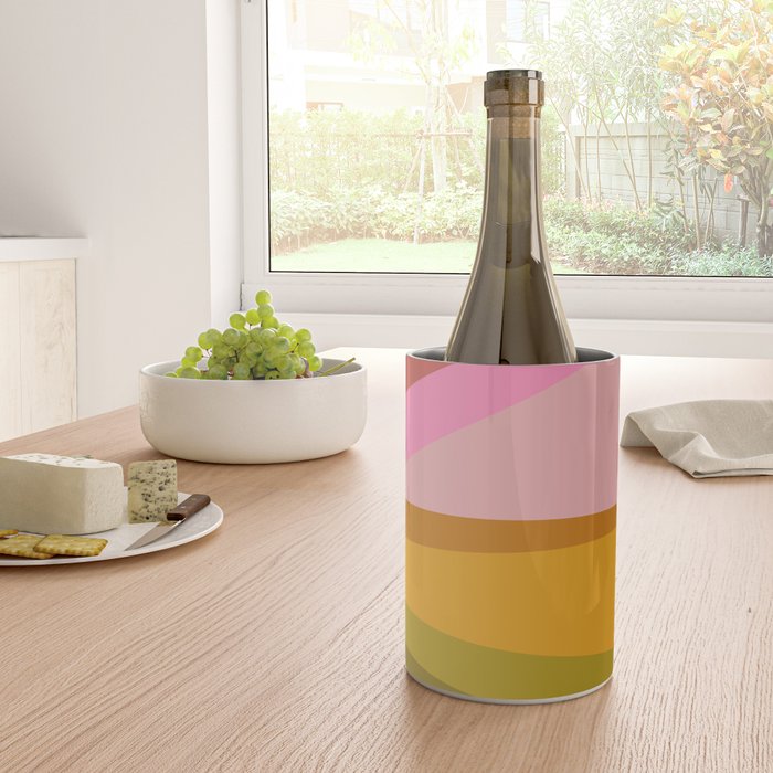 Colorful Geometric Abstract in Pink, Mustard, and Green Wine Chiller Gallery Image 4