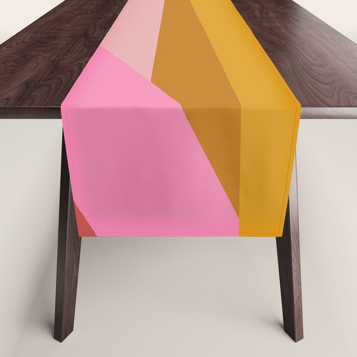 Colorful Geometric Abstract in Pink, Mustard, and Green Table Runner Gallery Image 1