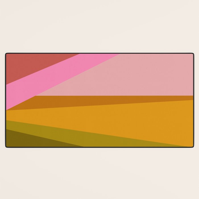 Colorful Geometric Abstract in Pink, Mustard, and Green Desk Mat Gallery Image 3