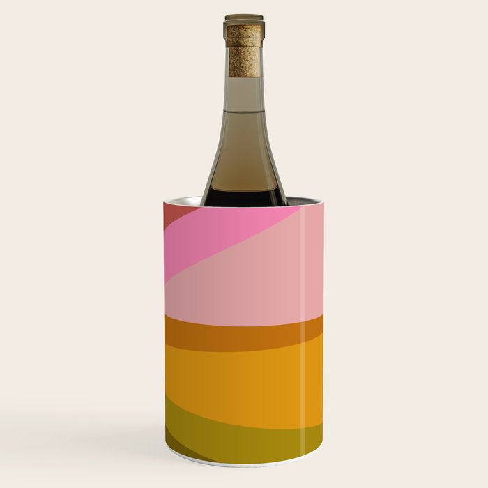 Colorful Geometric Abstract in Pink, Mustard, and Green Wine Chiller Gallery Image 1