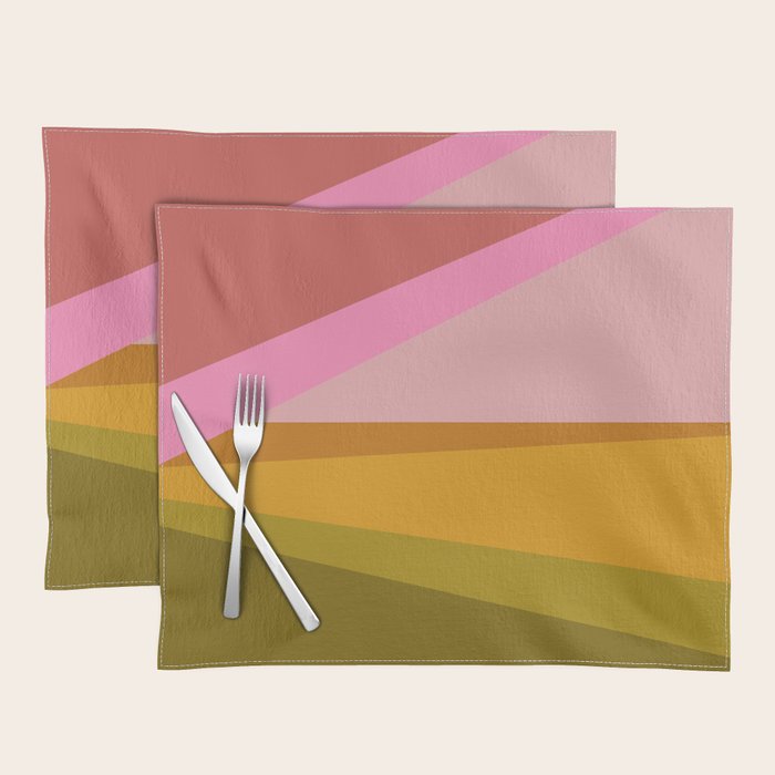 Colorful Geometric Abstract in Pink, Mustard, and Green Placemat Gallery Image 1