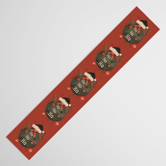 Festive Ho Ho Ho Bauble Red  Table Runner Gallery Image 3