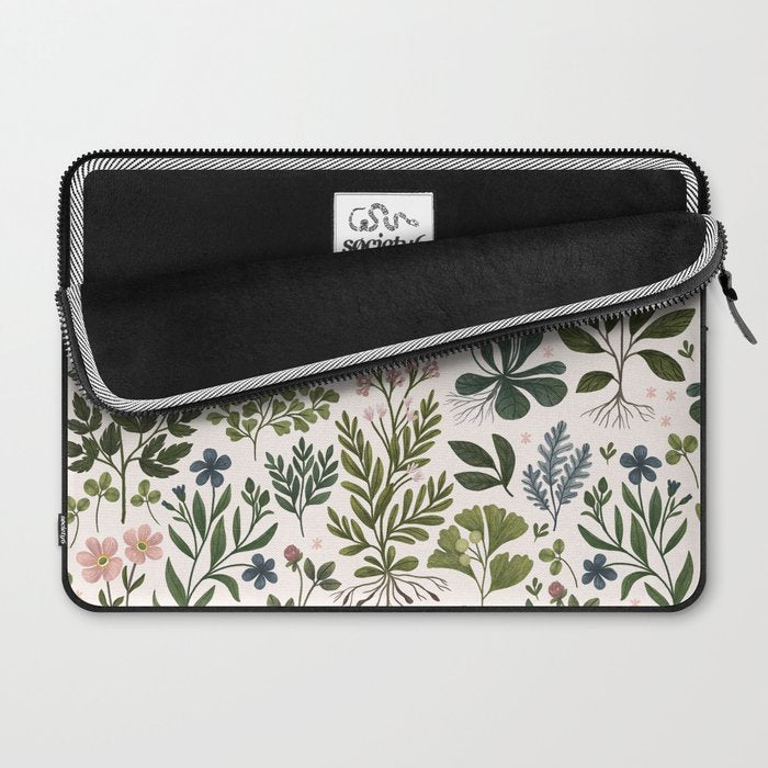Herbarium ~ vintage inspired botanical art print ~ white Laptop Sleeve Gallery Image 2