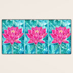 Sacred Lotus - Magenta Blossom with Turquoise Wash Desk Mat Gallery Image 3