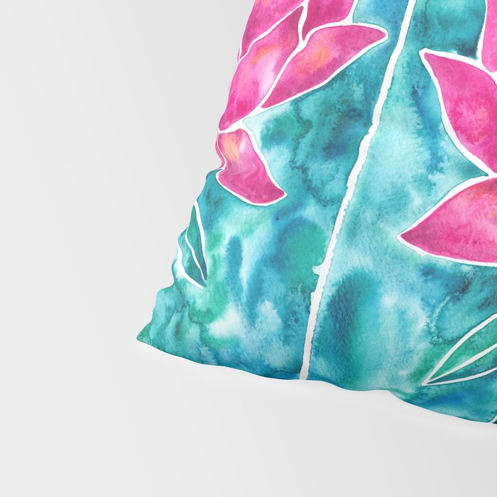 Sacred Lotus - Magenta Blossom with Turquoise Wash Pillow Sham Gallery Image 4
