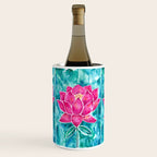 Sacred Lotus - Magenta Blossom with Turquoise Wash Wine Chiller Gallery Image 1