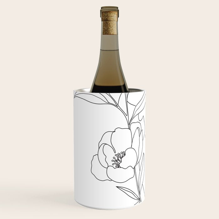 Minimal Line Art Woman with Peonies Wine Chiller Gallery Image 2