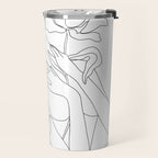 Minimal Line Art Woman with Peonies Travel Mug Gallery Image 2