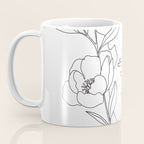 Minimal Line Art Woman with Peonies Coffee Mug Gallery Image 3