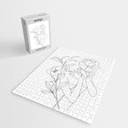 Minimal Line Art Woman with Peonies Jigsaw Puzzle Gallery Image 2