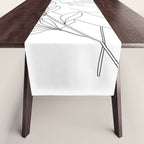Minimal Line Art Woman with Peonies Table Runner Gallery Image 1