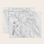 Minimal Line Art Woman with Peonies Placemat Gallery Image 1