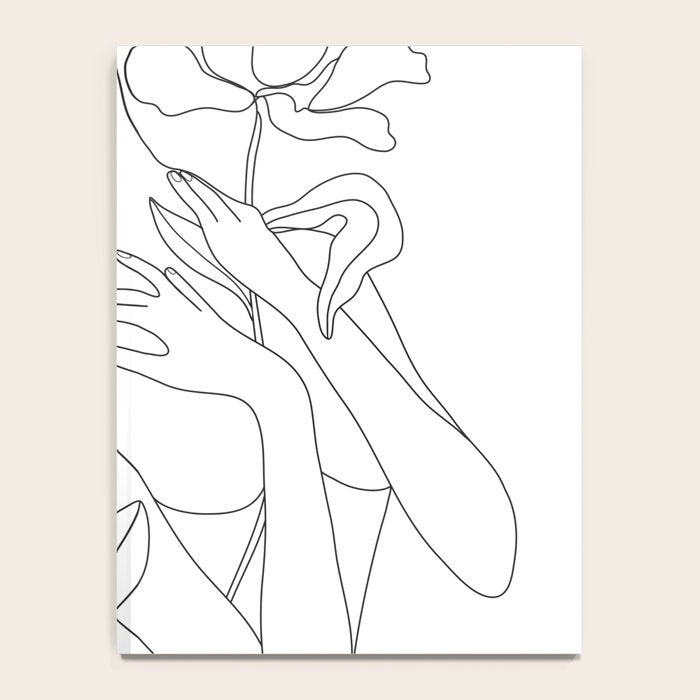 Minimal Line Art Woman with Peonies Notebook Gallery Image 4
