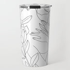 Minimal Line Art Woman with Peonies Travel Mug Gallery Image 1